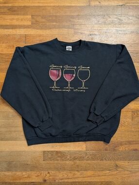 Vintage 90s Crewneck Sweatshirt Winery Fun Sz Large Oakencraft Winery Dadcore